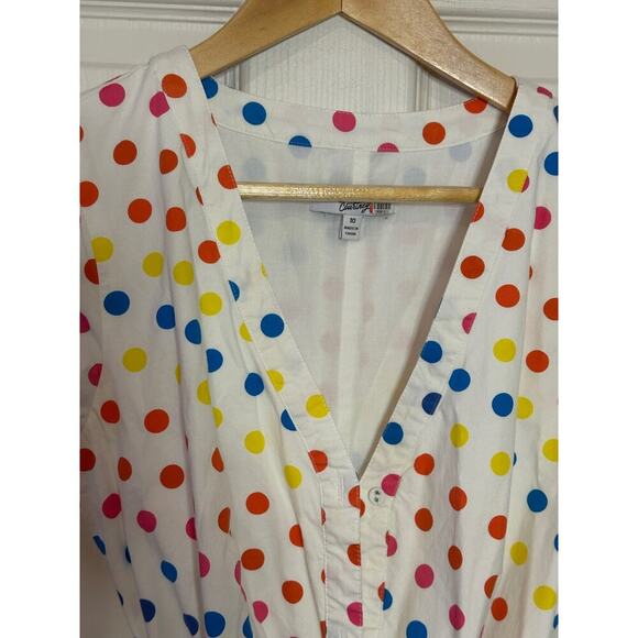 Color Me Courtney Long Short Sleeve Dress White w/polkadots Size 4 - Picture 2 of 11